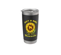 Just A Girl Who Loves Borzois Dog Sunflower Borzoi Lover Vaso térmico de acero inoxidable de doble pared