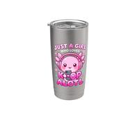 Just a Girl Who Loves K-Pop Axolotl Women K-Pop Music Vaso térmico de acero inoxidable de doble pared
