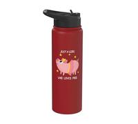 Just a Girl who Loves Pigs Funny Pig Farmer Stainless Steel Insulated Water Bottle
