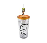 JUST FUNKY Naruto Shippuden Hidden Leaf Village - Taza de viaje de carnaval de 16 onzas | Calidad y diseño premium, tapa a prueba de fugas y derrames | Ideal para regalar - Incluye popote y tapa para