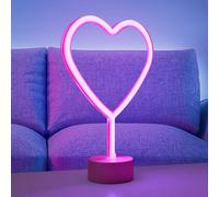 JUST LIGHT. GmbH Lámpara de mesa LED Neon Herz, funciona con pilas