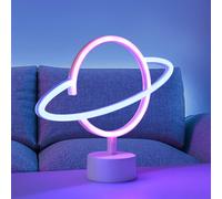 JUST LIGHT. GmbH Lámpara de mesa LED Neon Saturn funciona con pilas