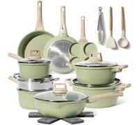 Just Perfecto Juego de Ollas y Sartenes Cocina Antiadherentes 14 Piezas, Batería de Cocina Antiadherentes Aluminio, para Todas las Cocinas, Incluso Inducción, Ollas Cocina con Tapas (21 Pcs Green)
