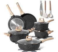 Just Perfecto Juego de Ollas y Sartenes Cocina Antiadherentes 21 Piezas, Batería de Cocina Antiadherentes Aluminio, para Todas las Cocinas, Incluso Inducción, Ollas Cocina con Tapas