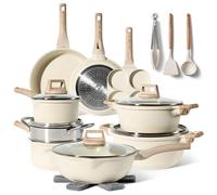 Just Perfecto Juego de Ollas y Sartenes Cocina Antiadherentes 21 Piezas, Batería de Cocina Antiadherentes Aluminio, para Todas las Cocinas, Incluso Inducción, Ollas Cocina con Tapas (21 Pcs Biege)