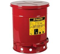 Justrite 09300 - Lata de seguridad para desechos oleosos, de acero galvanizado, con pedal de pie, 34 litros de capacidad, 354 mm de diámetro exterior x 464 mm de altura, rojo