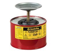 Justrite 10208 - Lata de seguridad de émbolo de acero con montaje de bomba de latón y Ryton, capacidad de 2 litros, diámetro exterior de 7-1/4 pulgadas x 7-3/8 pulgadas de alto, color rojo