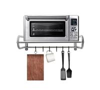 JUUTALK Estantería para microondas, estante de pared de acero, soporte para microondas, soporte para cocina, soporte para horno, estante con 6 ganchos multifunción, estante universal para cocina,