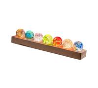 JWQFBC Lámpara de Noche LED USB con Forma de Bola de Cristal, Lámpara de Noche 7 Balls con Base de Madera, Lámpara Decorativa de Escritorio para, Base rectangular