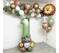 Jwssor Globos de 1st Wild One, decoración de cumpleaños temática de la selva, número uno, globos de safari para primer cumpleaños