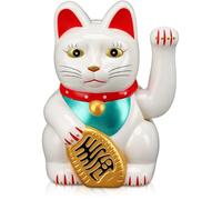 Jwthee Gl¨¹ckatze Gl¨¹ckat with Winkearm, Gato chino alimentado por energía solar S¨¹?e Gato de Gl¨¹ckskatze Gl¨¹ckskate lindo gato solar riqueza acogedor Maneki Neko con brazo angular, 5 pulgadas