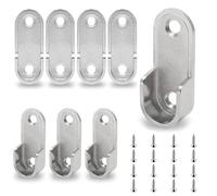JYNXOR 8 pcs Soporte Barra Armario, con 8 Tornillos de Acero Inoxidable, Soporte Ovalado Plateado para Tubos de Armario, Soporte de Riel para Ropa, Barra para Armario y Organizador de Almacenamiento