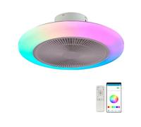 JZCDR Ventilador de Techo con Luz Motor Dc Reversible RGB Lampara Ventiladores de Techo 6 Velocidades LED Plafon Regulable con Mando a Distancia App Altavoces Bluetooth Infantil Dormitorio, Blanco