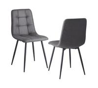 JZGORC Juego de 2 Sillas de Comedor Nórdicas, Silla de Cocina de Piel sintética, Patas de Metal Negro, Asiento y Respaldo de Esponja de Alta Densidad, Aptas para Sala de Estar - Gris Oscuro