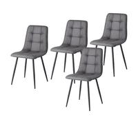 JZGORC Juego de 4 Sillas de Comedor Nórdicas, Silla de Cocina de Piel sintética, Patas de Metal Negro, Asiento y Respaldo de Esponja de Alta Densidad, Aptas para Sala de Estar - Gris Oscuro