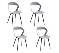 JZGORC Juego de 4 Sillas de Comedor Nórdicas, Sillas de Cocina, Piernas de Silla Metálica, Diseño de Respaldo Hueco Grande, Adecuado para Salas de Estar, Salas de Ocio - Gris + Negro