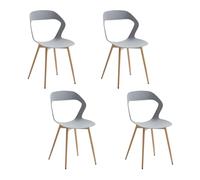 JZGORC Juego de 4 Sillas de Comedor Nórdicas, Sillas de Cocina, Piernas de Silla Metálica, Diseño de Respaldo Hueco Grande, Adecuado para Salas de Estar, Salas de Ocio - Gris + Madera