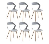 JZGORC Juego de 6 Sillas de Comedor Nórdicas, Sillas de Cocina, Piernas de Silla Metálica, Diseño de Respaldo Hueco Grande, Adecuado para Salas de Estar, Salas de Ocio - Gris + Madera