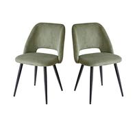 JZGORC Pack de 2 Silla de Comedor, Silla de Cocina de Pana a Rayas, Silla Tapizada con Diseño de Respaldo Hueco, Adecuada para Comedor, Sala de Estar, Cocina, Dormitorio - Verde
