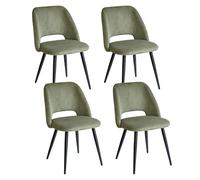 JZGORC Pack de 4 Silla de Comedor, Silla de Cocina de Pana a Rayas, Silla Tapizada con Diseño de Respaldo Hueco, Adecuada para Comedor, Sala de Estar, Cocina, Dormitorio - Verde