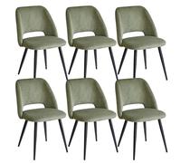 JZGORC Pack de 6 Silla de Comedor, Silla de Cocina de Pana a Rayas, Silla Tapizada con Diseño de Respaldo Hueco, Adecuada para Comedor, Sala de Estar, Cocina, Dormitorio - Verde