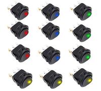 JZK 12 x Interruptor Coche Rocker Interruptor 12V 20A Interruptor basculante con luz LED para auto barco aplicación doméstica