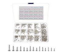 JZK 750 x Juego surtido de tornillos autorroscantes de cabeza plana con caja de almacenamiento, M1/M1.2/M1.4/M1.5/M1.7 mini kit surtido de tornillos para madera
