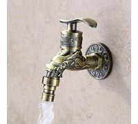 JZK G - Grifo de pared de latón antiguo de 1/2 pulgada para fregadero, grifo de lavadora, grifo de jardín, grifo de agua estilo dragón vintage