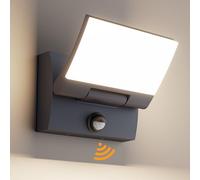 K-Bright 30W Apliques LED Exterior con Sensor de Movimiento,4000K,Antracita | Panel orientado 150°con protección IP65, Aluminio + PC, 144LED 2000lm para exteriores e interiores (entrada, terraza, jardín)