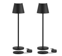 K-Bright pequeño Lámpara de mesa inalámbrica recargable, 1900mAh batería operado lampara escritorio, portátil Lampara de mesa para restaurante/bares/casa Patio al aire libre (Black,2pcs)