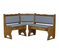 k koma Banco esquinero de madera maciza de pino en color roble con acolchado en gris claro - Conjunto de asientos rústicos para cocina y comedor (100 x 140)