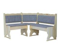 k koma Banco esquinero de pino lacado con acolchado de madera maciza beige (140 x 160)