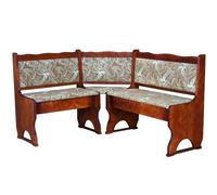 k koma Cojín Banco esquinero de madera de pino, color Calvados con acolchado de madera maciza - Flor Clara (100 x 160)