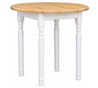 k koma Mesa de comedor redonda de estilo rústico, patas blancas, tablero de madera de pino lacado (Ø 90 cm)