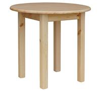 k koma Mesa de comedor redonda de madera de pino maciza lacada - Nuevo para cocina y restaurante, 80 cm