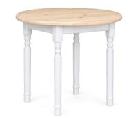 k koma Mesa de comedor redonda de pino macizo, Ø 90 cm, blanco/sin tratar | Montaje requerido. El paquete y el manual están incluidos en el envío. Altura de la mesa: 75 cm. Grosor de la mesa: 2,5 cm.