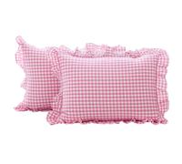 K MASANIJI Paquete de 2 Fundas de Almohada a Cuadros Rosa y Blanco tamaño King de 20 x 36 Pulgadas, Fundas de Almohada de algodón Lavado a Cuadros para Cama/sofá (20 x 36 Pulgadas, Cuadros Rosados y