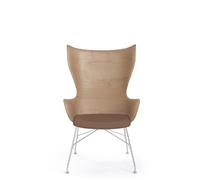 K/Wood Sillón Cromo/ Madera de Fresno Claro con Asiento de Cuero