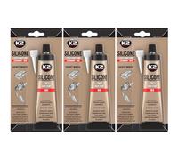 K2 Silicona de Juntas Motor Pack de 3 - Sellador de Silicona para Automoción - Alta Temperatura hasta 350° С - Color Rojo - B2400 Tubo 85g