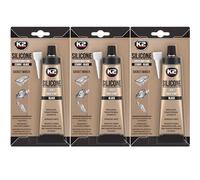 K2 Silicona de Juntas Motor Pack de 3 - Sellador de Silicona para Automoción - Alta Temperatura hasta 350° С - Color Negro - B210 Tubo 85g