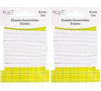 K3T Cinta de Goma, Blanco, 6mm x 3m (Paquete de 2)