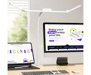 KableRika Lampe de Bureau à Pince, Lampe de Bureau LED 24W Puissante avec 3 Barres Lumineuses, Grand Éclairage Design avec 4 Températures de Couleur, Protection des Yeux, Blanc