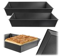 KADAX 2 moldes antiadherentes de acero rectangular para tartas, pan tostado, queso, brownie, molde de pasta, distribución de calor, fácil de limpiar (34 x 23,5 x 6 cm)