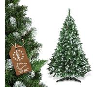 KADAX Árbol de Navidad artificial de plástico PVC, árbol de Navidad con soporte, árbol artificial con extremos de nieve, árbol con 62 ramas y 14 copas de árbol (musgo mañana 220 cm)
