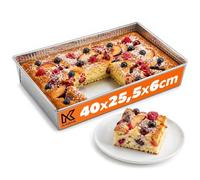 KADAX Bandeja rectangular para hornear en 3 tamaños, bordes altos de chapa para tartas, pan tostado, tarta de queso, brownie, molde de caja fácil de limpiar (40 x 25,5 cm), color plateado