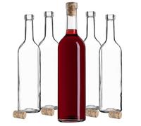 KADAX Botellas de vino de 750 ml, 10 unidades, botellas de vidrio vacías con corcho para vino