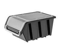 KADAX - Caja apilable con tapa, caja de almacenamiento de plástico PP, caja de almacenamiento en diferentes tamaños y colores, cajas de almacenamiento con solapa (negro, 490 x 298 mm)