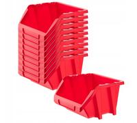 KADAX Caja apilable de taller de plástico PP, 118 x 98 mm, rojo, 10 piezas