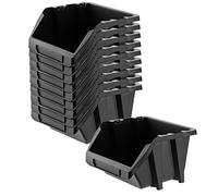 KADAX Caja apilable para Taller, pequeña Caja clasificadora de plástico PP, en Diferentes tamaños y Colores, Cajas de Almacenamiento para Pared (Negro, Juego de 10 Unidades, 118 x 98 mm)