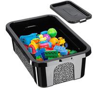 KADAX Caja de almacenamiento rectangular con tapa, contenedor apilable, caja de plástico, caja de plástico, caja de almacenamiento que ahorra espacio (4,5 L, negro)